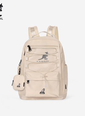 KANGOL中号双肩包女大学生简约百搭运动背包防水大容量书包ins风