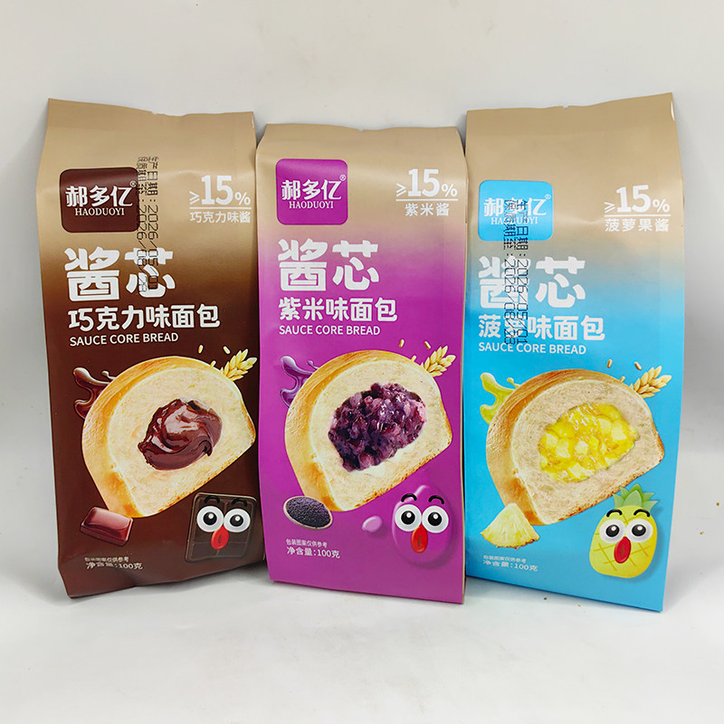 郝多亿酱芯巧克力味菠萝味面包
