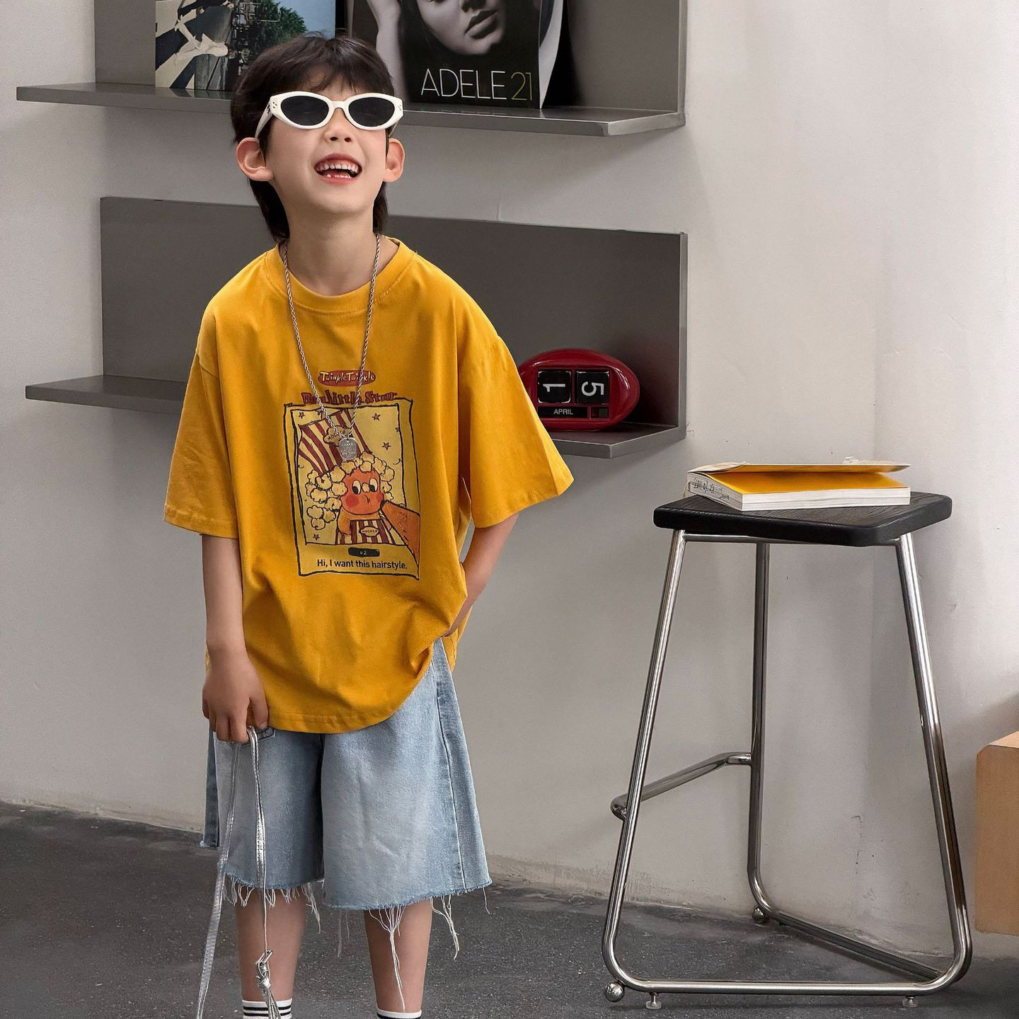 泰如2026夏季新款儿童韩版卡通纯棉印花短袖男童时尚休闲半袖潮