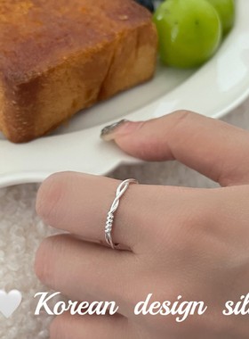 日系韩版小众清新简约开口指环 S925纯银简约线条缠绕戒指女叠戴