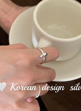 韩系ins风设计感银饰 S925纯银简约一字小方块光面戒指小众高级感