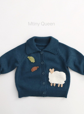 Mtinyqueen童品 手工钩花～儿童针织外套森系春秋开衫男女宝卡通