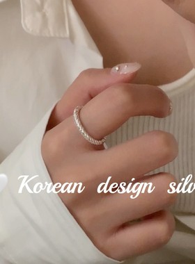 韩系ins风高级感银饰 S925纯简约麻花素圈戒指ins风小众设计叠戴