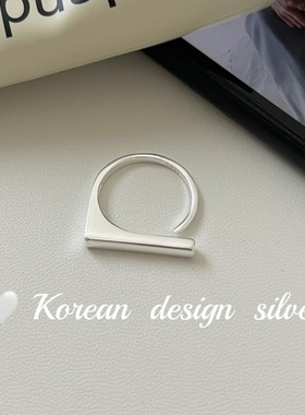 韩版东大门ins风银饰品 S925纯银简约一字开口戒指小众设计高级感
