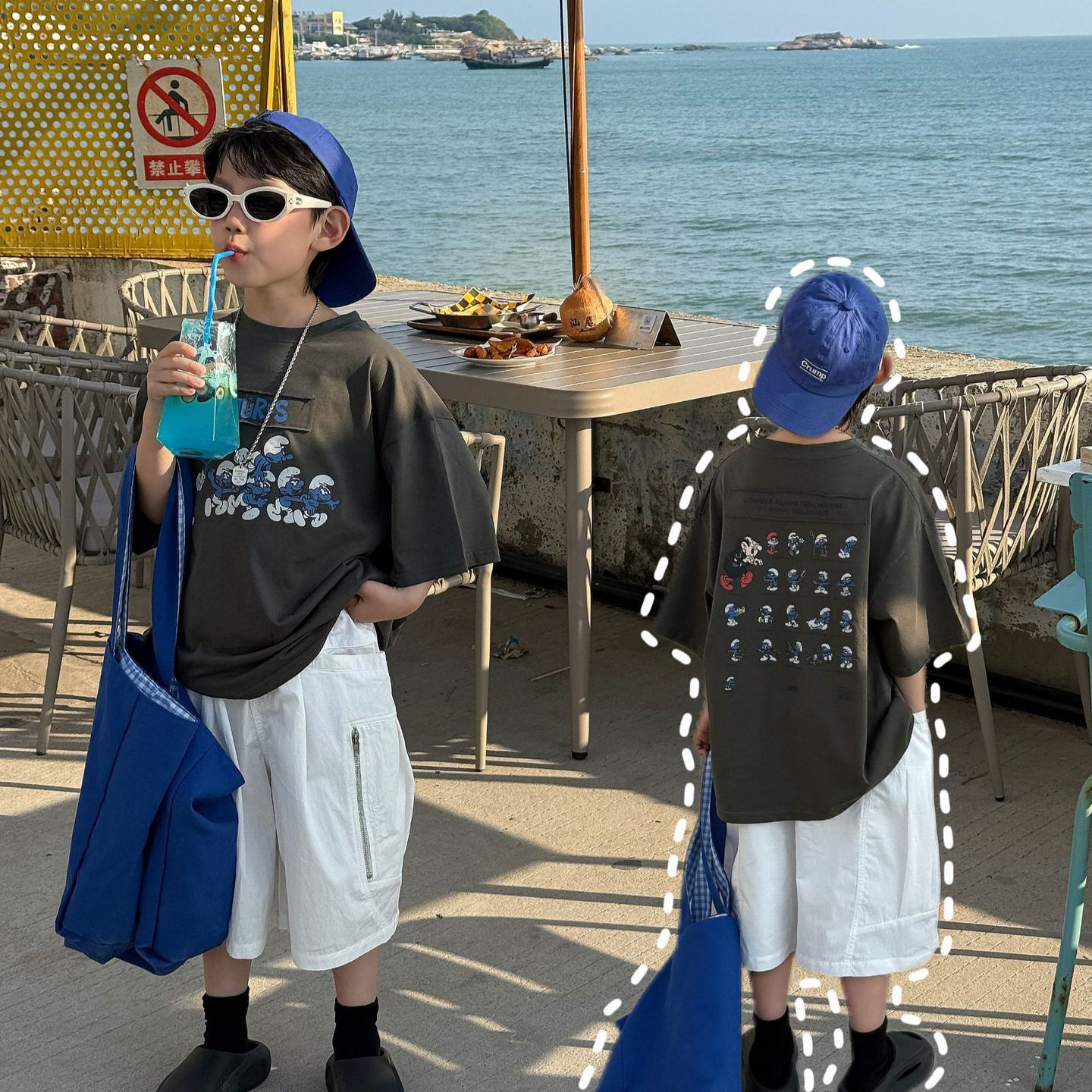 泰如2026夏季新款儿童韩版休闲卡通印花T恤男童时尚宽松短袖潮