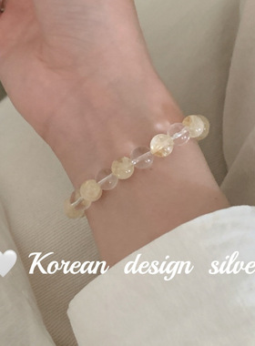 日系韩版小众ins风气质简约饰品 S925纯银 金发晶水晶手链可叠戴