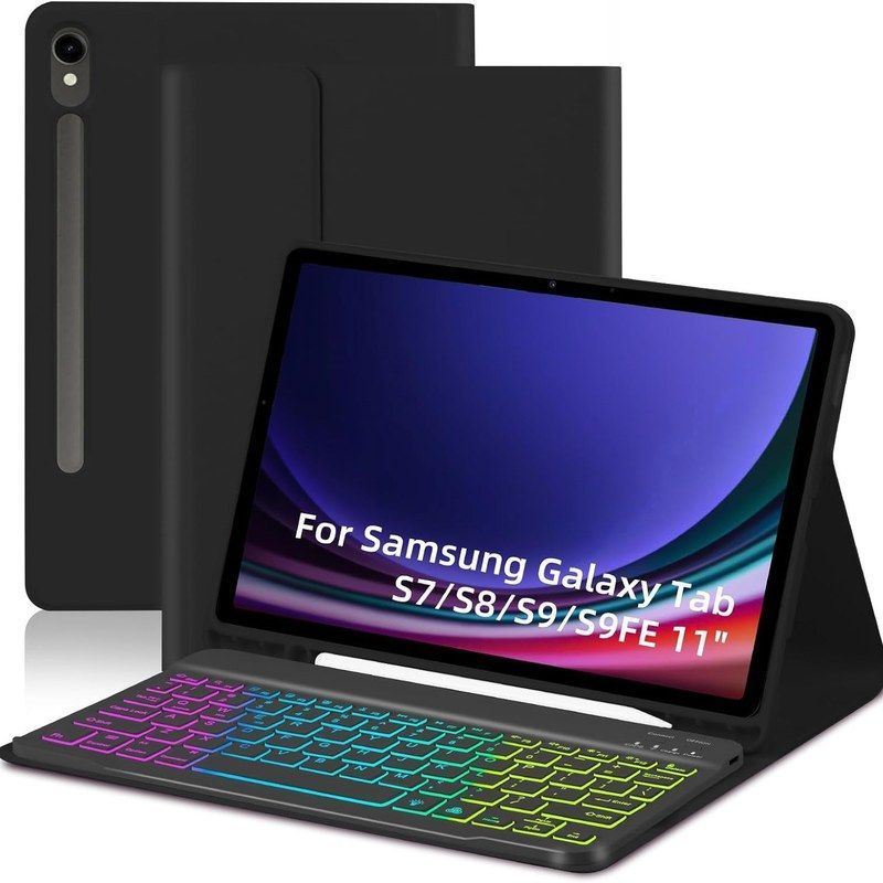 键盘适用三星Galaxy Tab S7 S8S9 S9FE 11七彩背光蓝牙键盘保护套