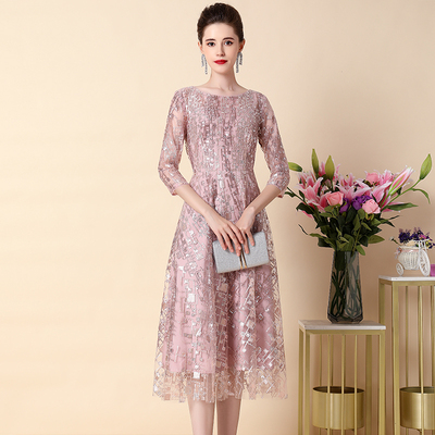 2024春季新款刺绣婚礼妈妈礼服