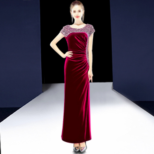 妈妈婚宴礼服女儿结婚宴会气质高贵高级感金丝绒2023新款 晚礼服