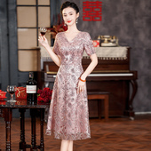 高端喜婆婆婚宴装 亮片高贵连衣裙女儿结婚年轻妈妈婚礼服 2026新款