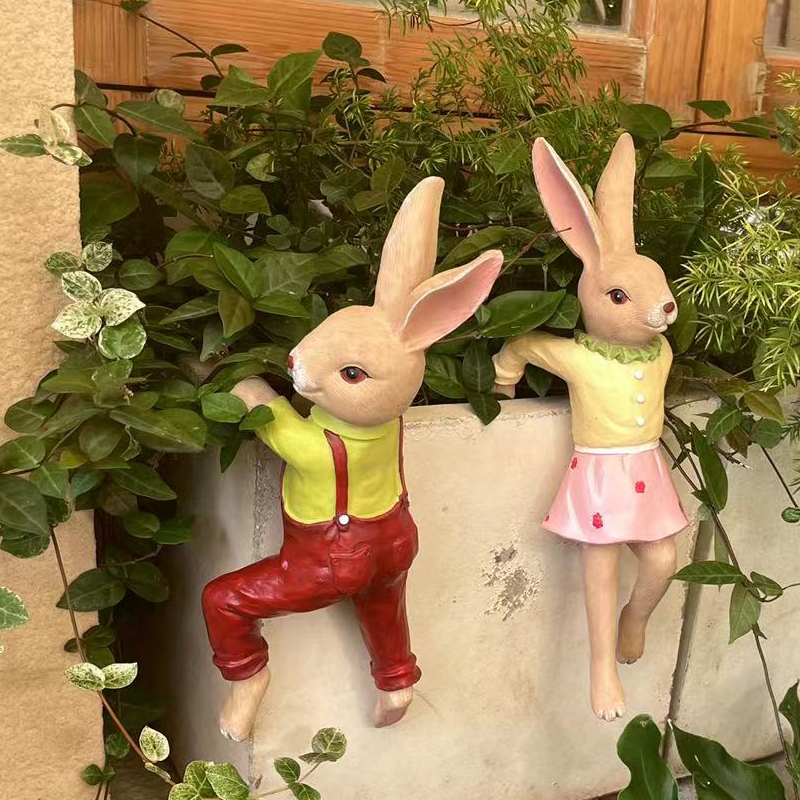花园阳台小兔子摆件挂花盆景装饰