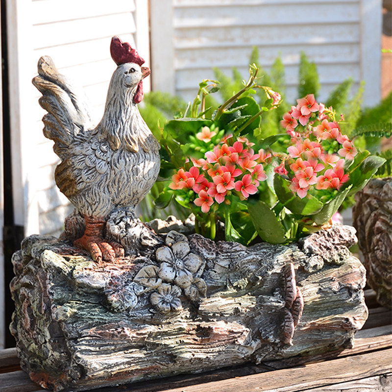 创意动物花盆摆件个性花园阳台多肉植物庭院公母鸡小兔子松鼠装饰,家居饰品,户外/庭院摆件,淘宝优惠券,粉丝福利购,淘宝优惠卷