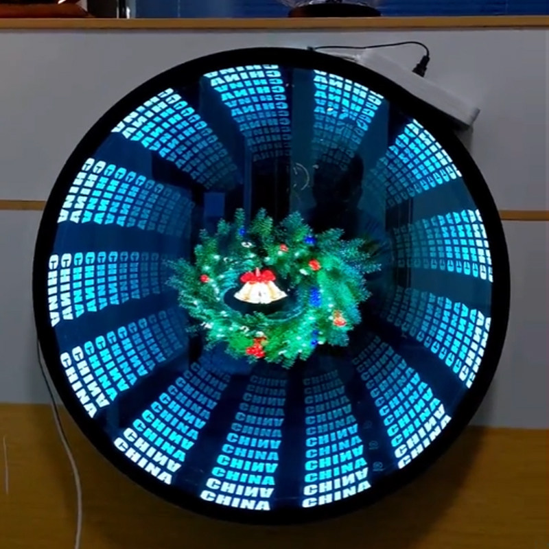 深渊镜千层镜圆形千层镜亿弘科技3d全息广告机悬浮立体