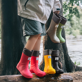 慕儿雨林户外徒步轻便雨鞋 防水防滑折叠防滑雨靴胶鞋 女款 中筒水鞋