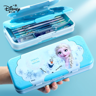Disney迪士尼冰雪奇缘文具盒2025年新款 幼儿园一二年级儿童女孩自动多功能铅笔盒女生小学生艾莎公主三层笔袋