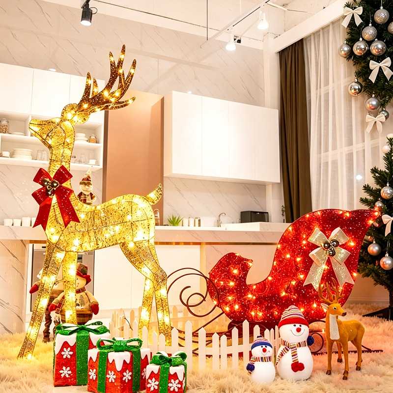 圣诞大型场景发光麋鹿装饰品
