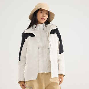 新款户外冲锋衣男款三合一两件套可拆卸羽绒内胆冬季登山服外套女