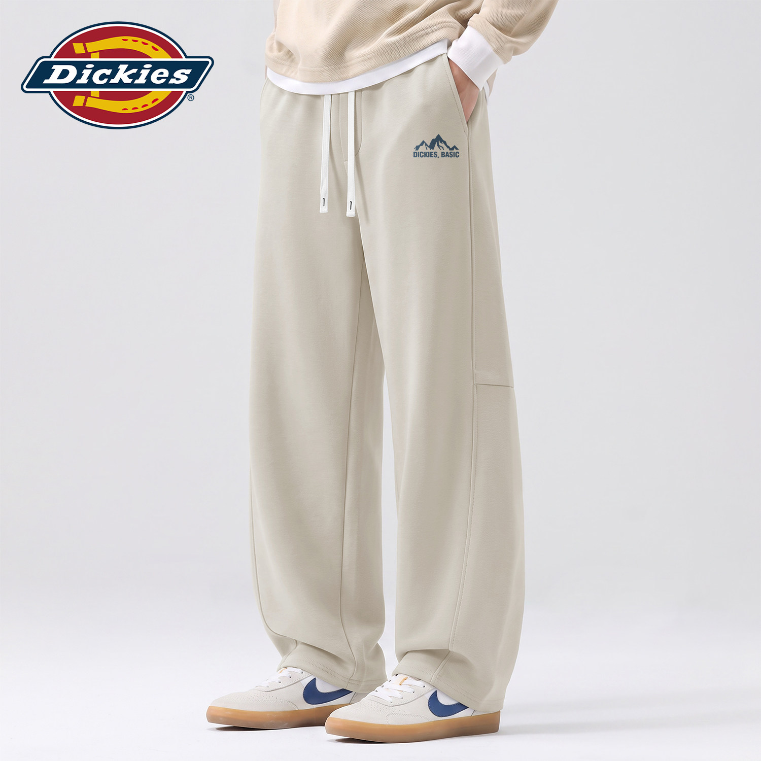 Dickies重磅弯刀裤男秋季美式直筒宽松运动长裤潮青少年男休闲裤