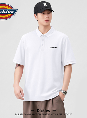 Dickies白色短袖POLO衫男士夏季休闲简约上衣通勤商务男装衣服潮