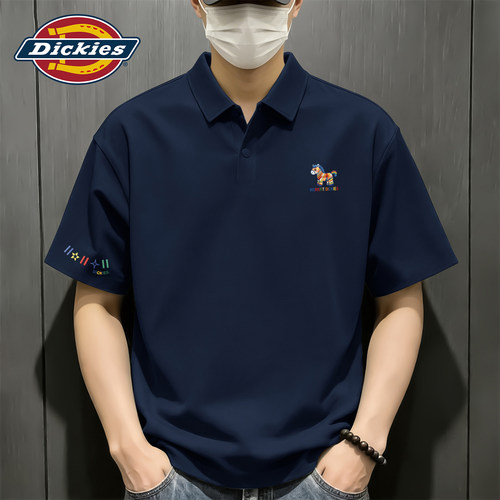 Dickies男士短袖POLO衫华夫格夏季冰感速干衬衣凉快透气翻领上衣t