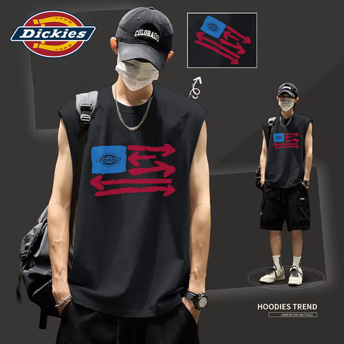 Dickies纯棉背心男2026新款印花潮流圆领运动上衣宽松透气无袖T恤