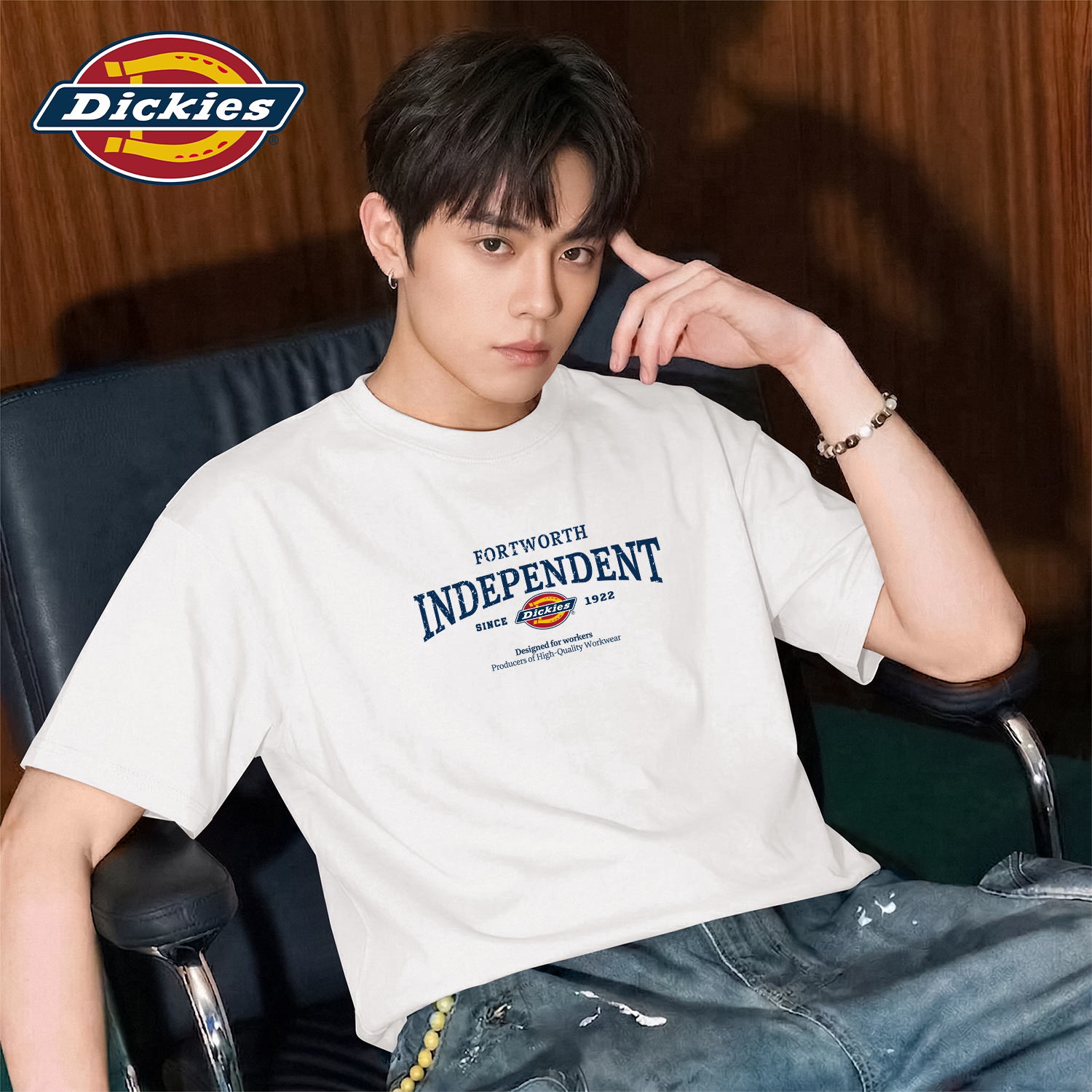 Dickies白色纯棉短袖T恤男款青少年百搭2026新款夏季大码休闲上衣