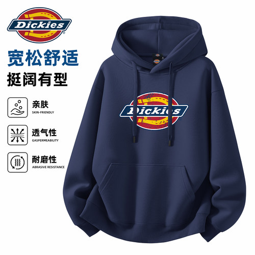 Dickies美式重磅连帽卫衣外套男款秋季LOGO印花潮牌休闲百搭上衣