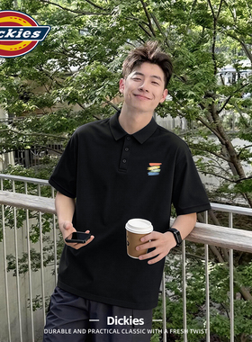 Dickies翻领POLO衫黑色短袖男款2026夏季半袖上衣潮流商务休闲t恤