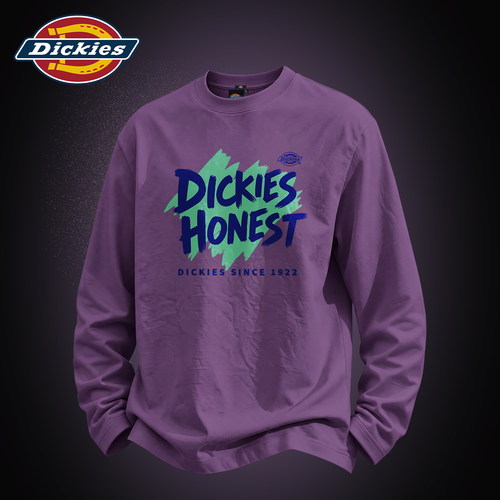 Dickies帝酷适美式印花长袖T恤男款秋季宽松休闲百搭圆领潮牌上衣