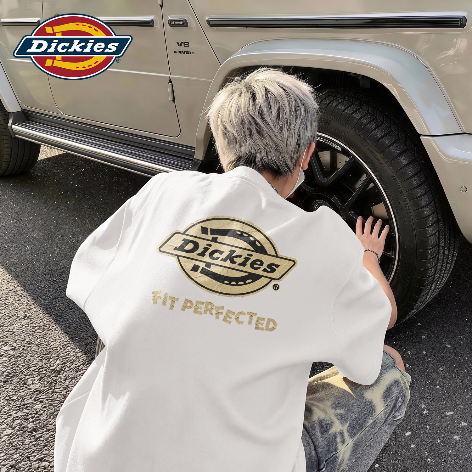 Dickies白色纯棉短袖男款青少年休闲透气T恤2026新款印花宽松上衣