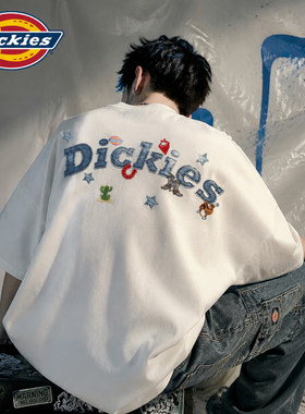Dickies迪克斯纯棉字母印花短袖T恤男美式夏季宽松大码上衣男半袖