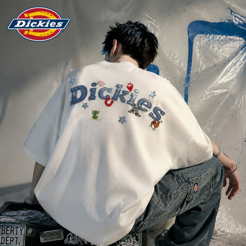 Dickies迪克斯纯棉字母印花短袖T恤男美式夏季宽松大码上衣男半袖