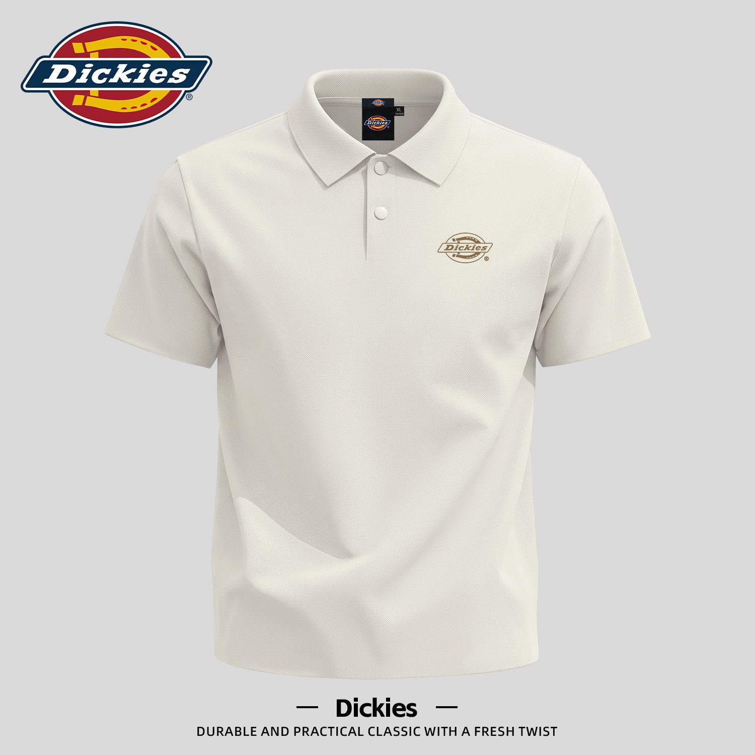 Dickies冰丝短袖POLO衫男款夏轻薄透气速干休闲百搭印花翻领上衣