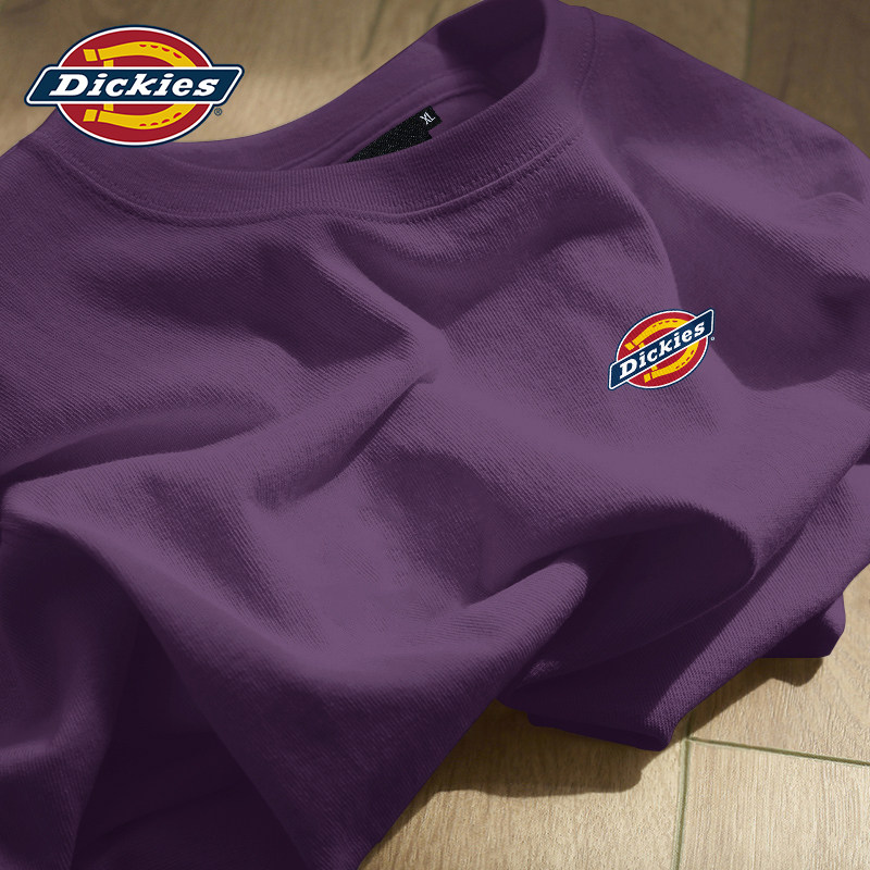 Dickies紫色男装长袖T恤纯棉青少年男套头衫上衣早秋季新款衣服男