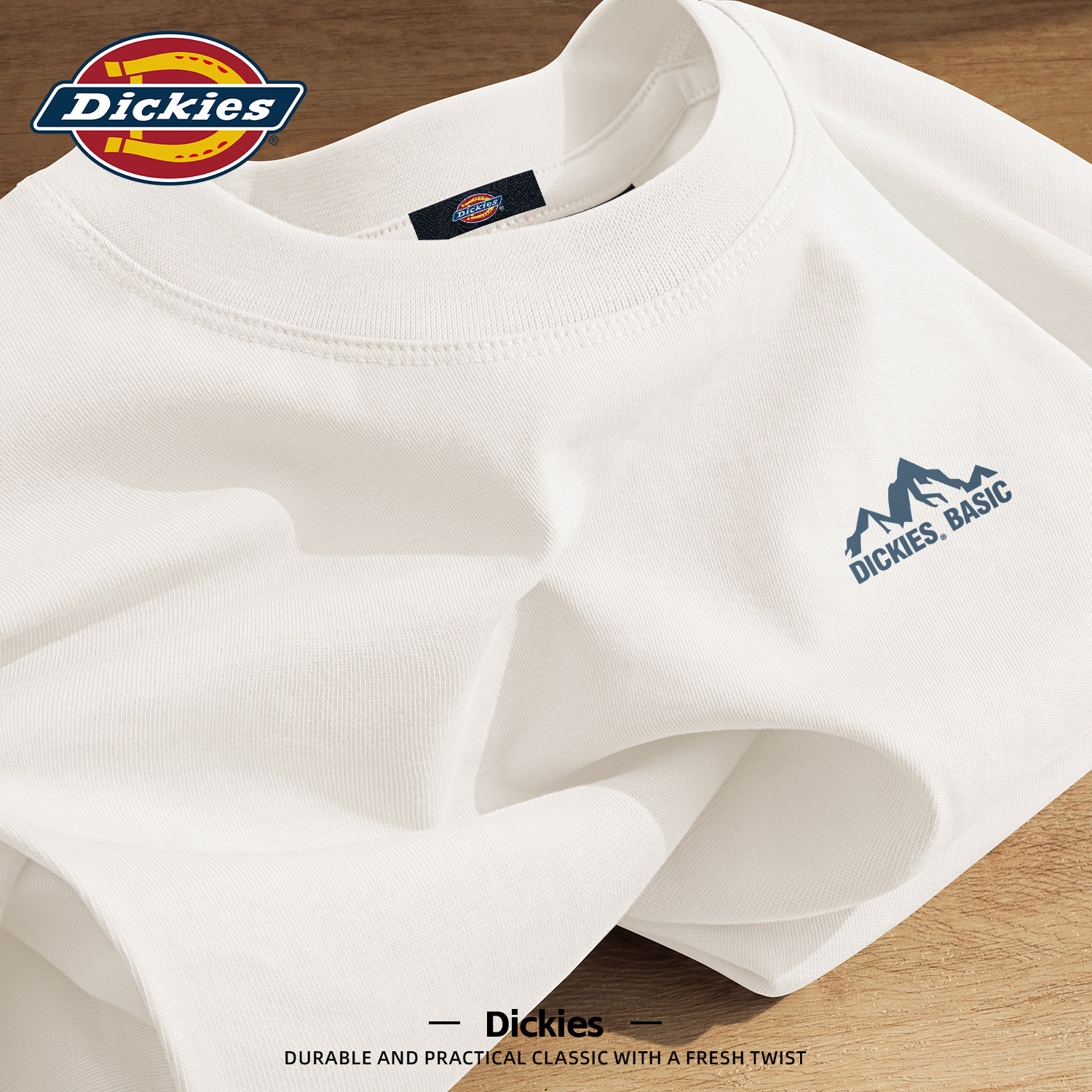 Dickies白色短袖T恤男纯棉重磅印花宽松百搭上衣青少年夏季半袖男