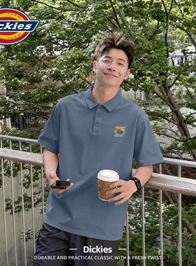 Dickies翻领POLO衫男2026夏季短袖薄款潮流休闲上衣简约时尚男装T