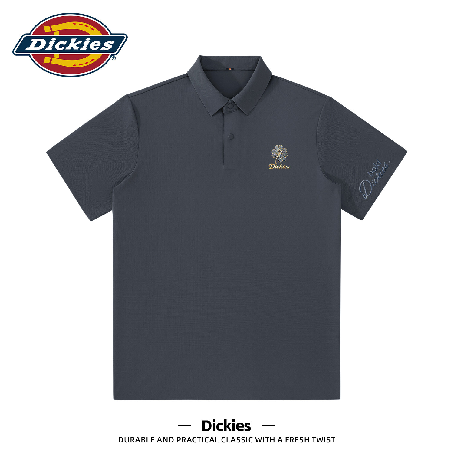 Dickies男士印花短袖POLO衫夏薄款冰丝透气翻领商务休闲百搭上衣