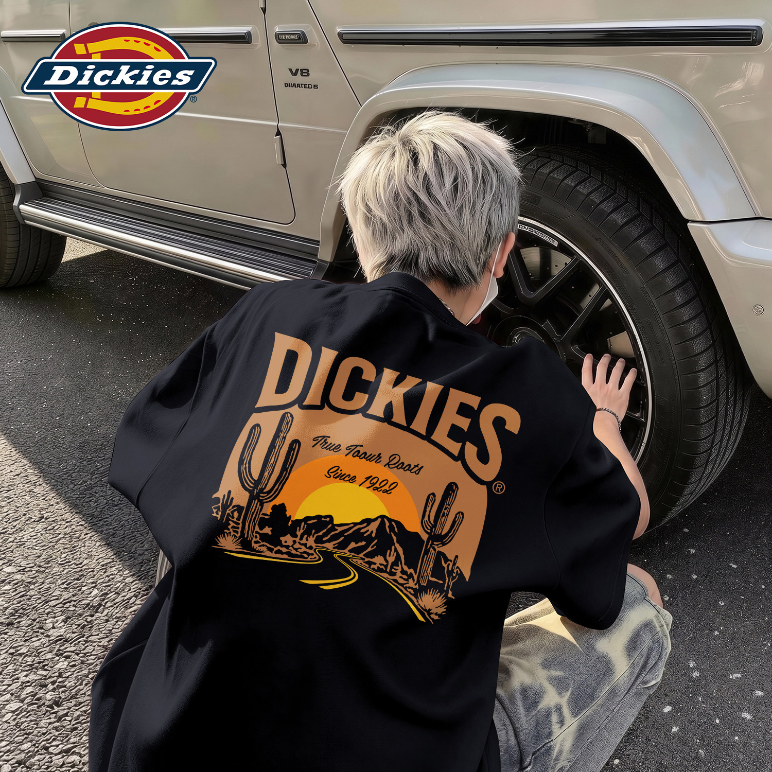 Dickies黑色纯棉短袖T恤男2026新款美式街头圆领休闲印花潮牌上衣