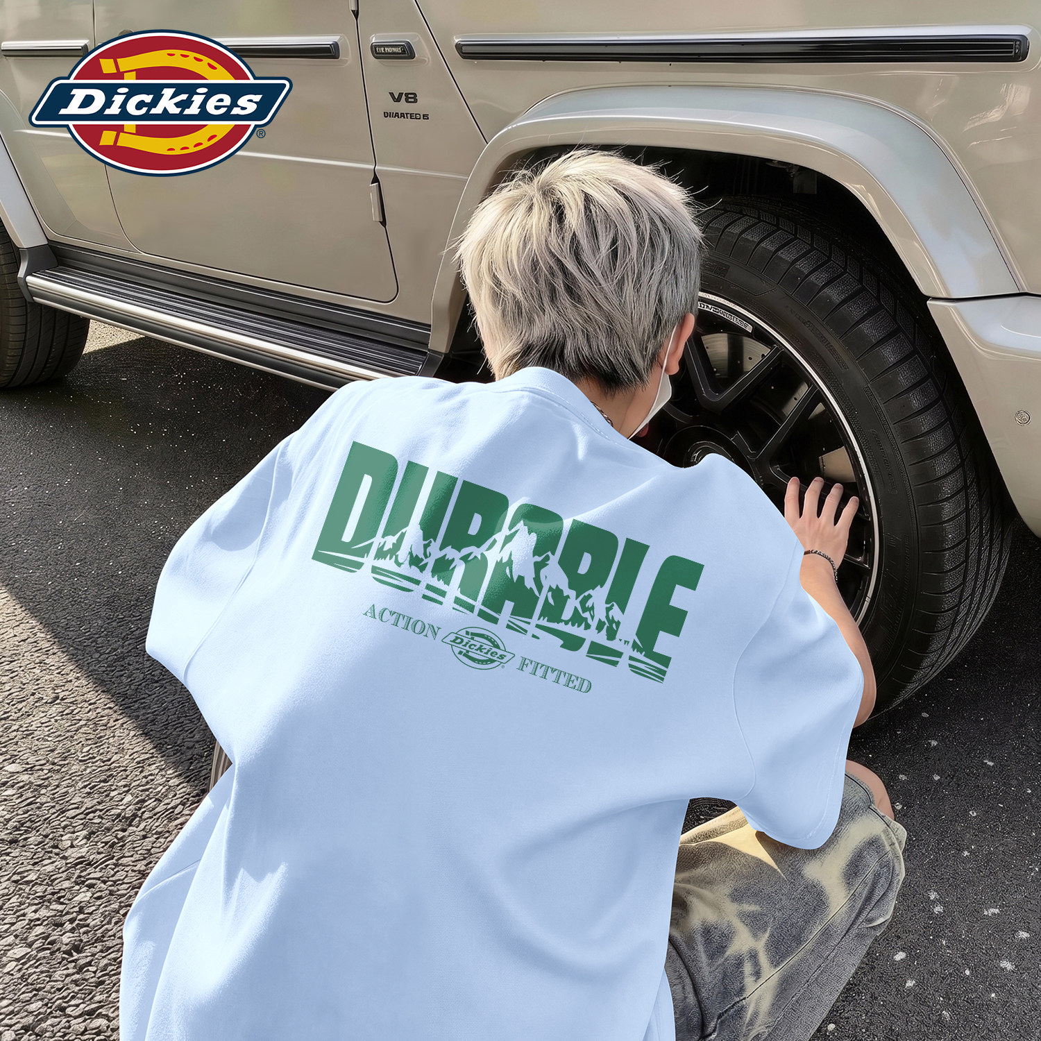 Dickies纯棉短袖T恤男青少年宽松夏款男生透气运动上衣印花体恤男