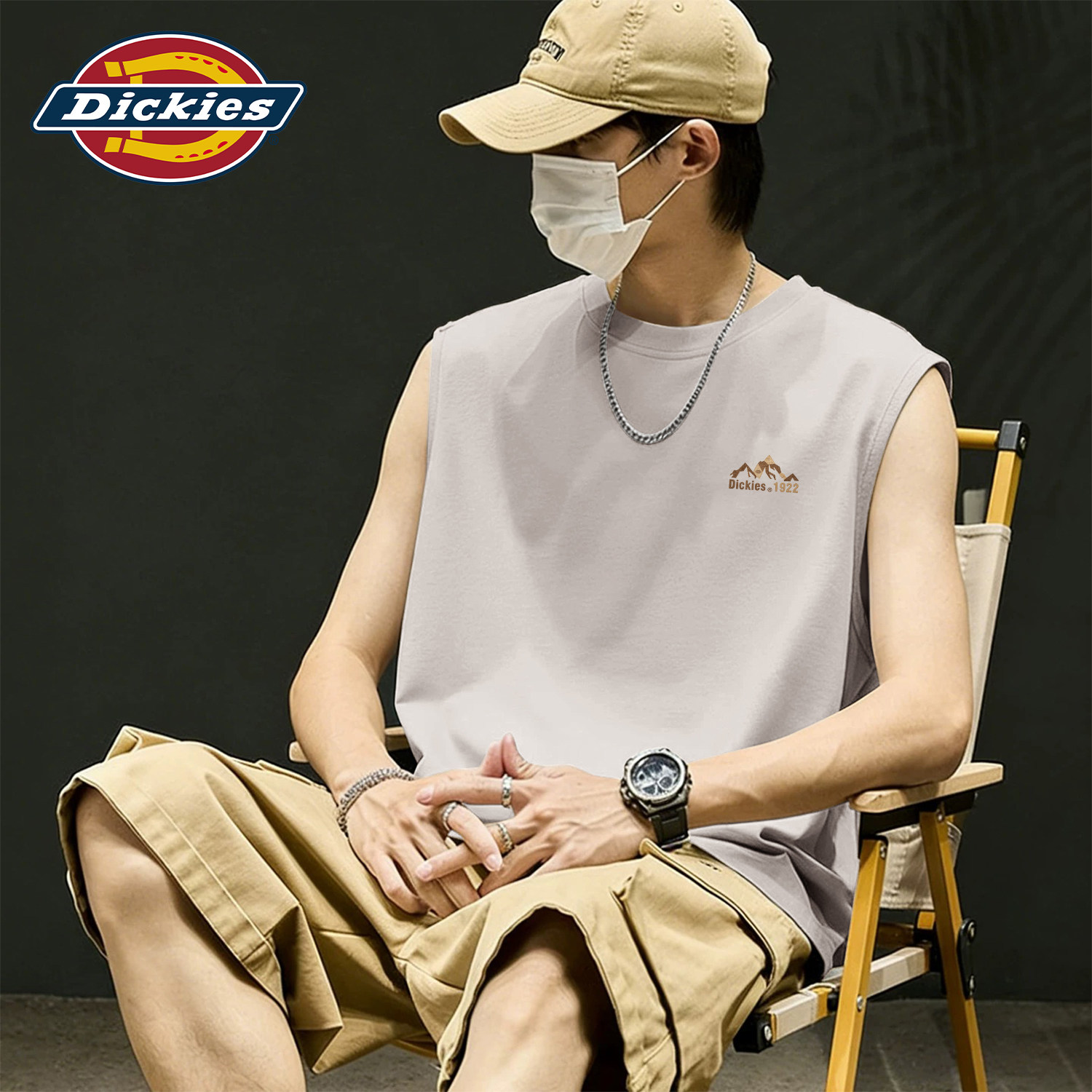 Dickies男士潮牌纯棉背心夏季宽松无袖套头运动上衣休闲透气坎肩
