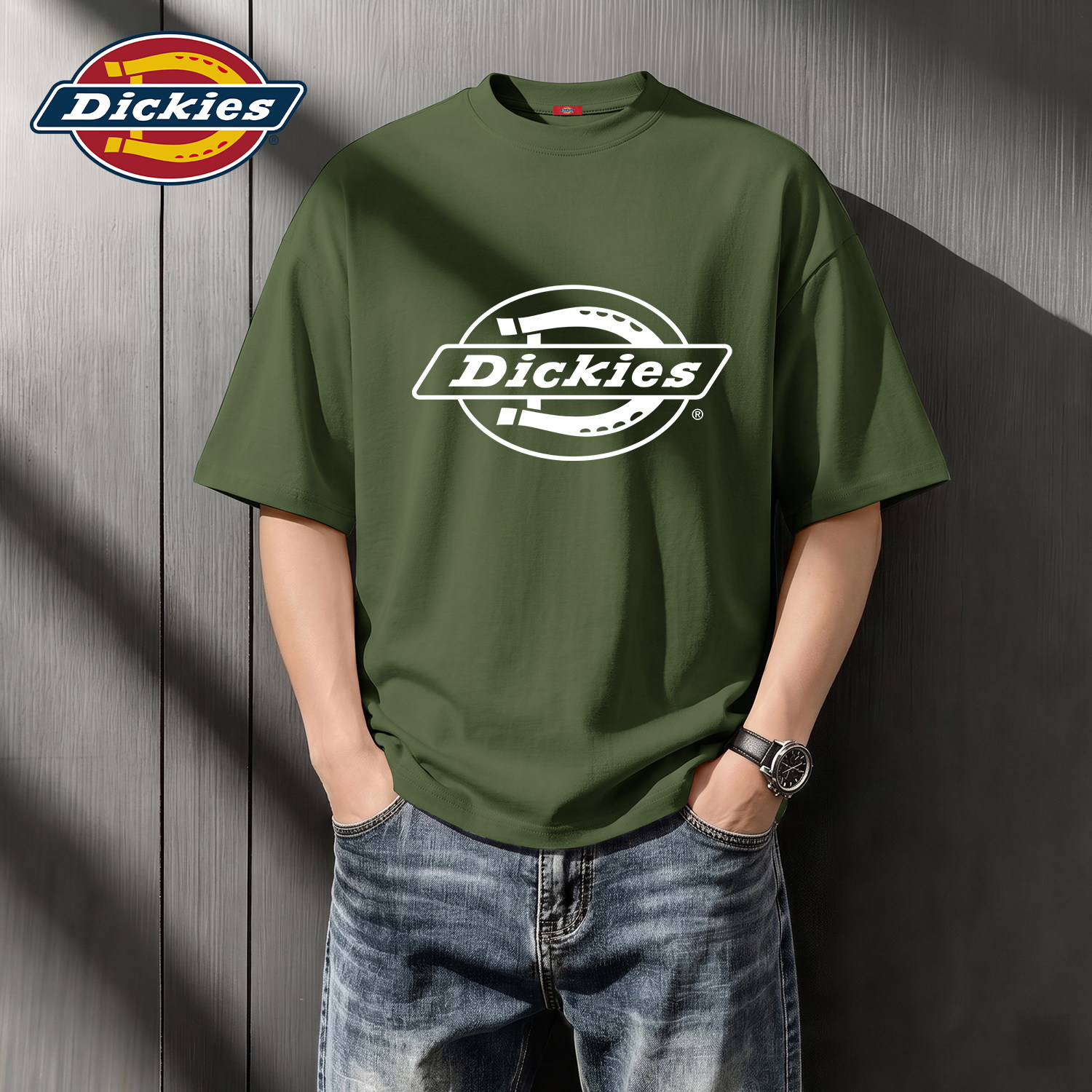 Dickies短袖t恤男款2026新款纯棉夏季半袖上衣学生打打底衫五分袖