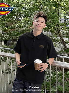 Dickies黑色翻领短袖POLO衫男士2026夏季新款潮流时尚青少年衬衣T