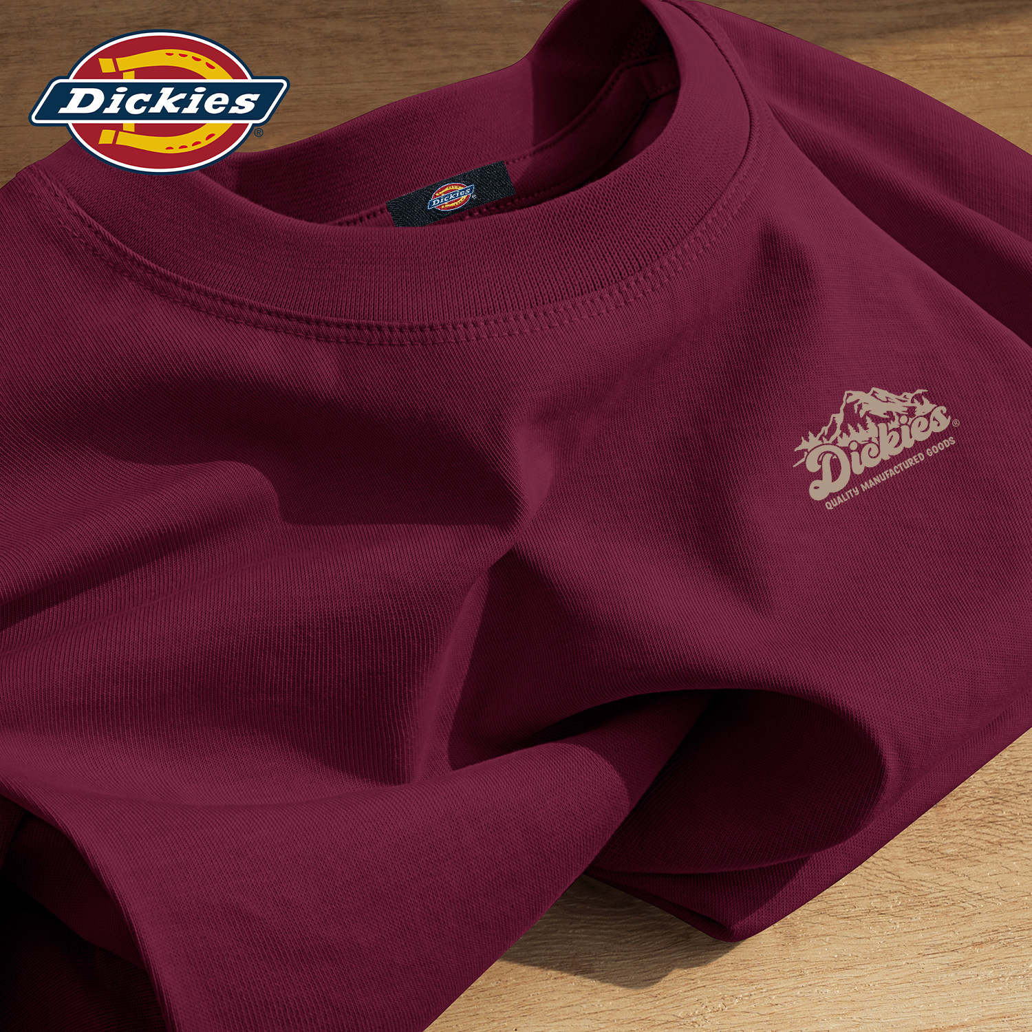 Dickies短袖T恤男酒红色大码上衣纯棉吸汗半袖2026夏季新款衣服男