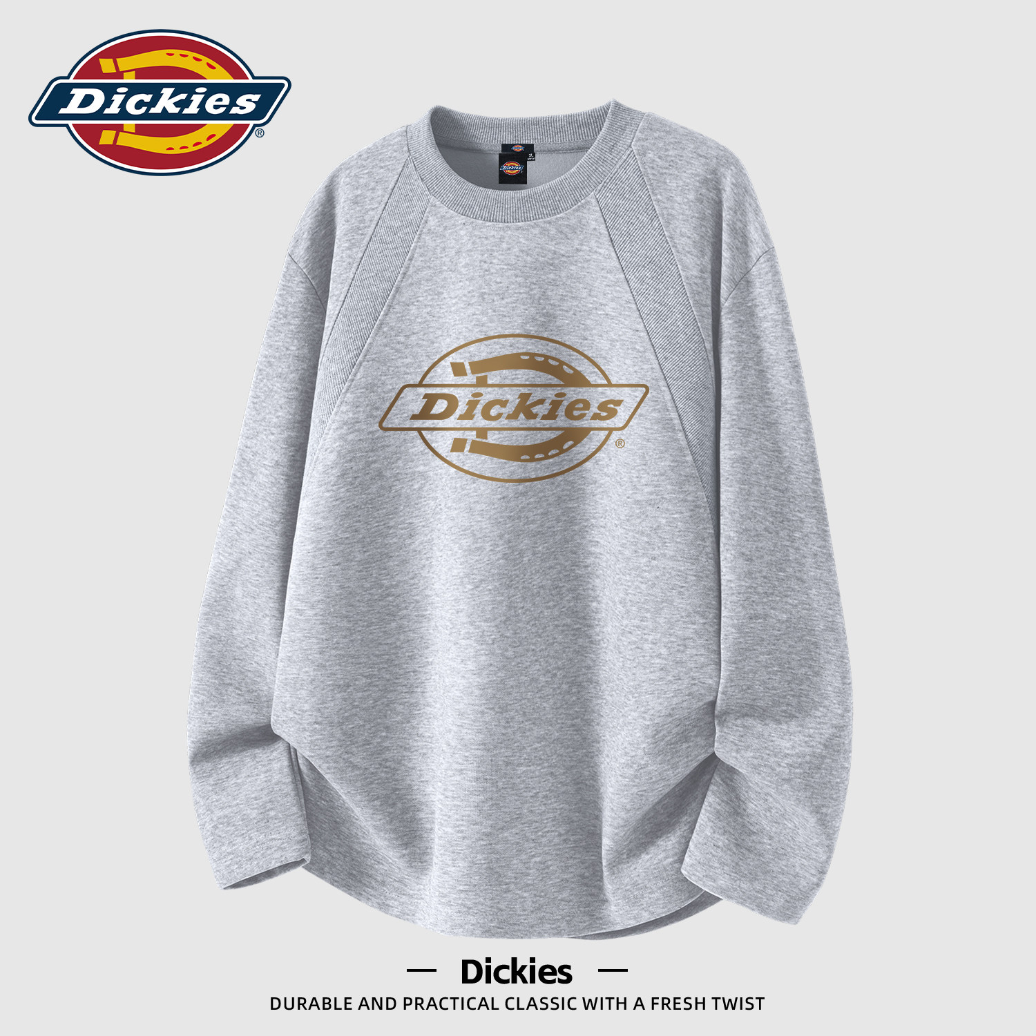 Dickies插肩长袖T恤男款重磅设计感秋季男生青少年上衣运动衣服男