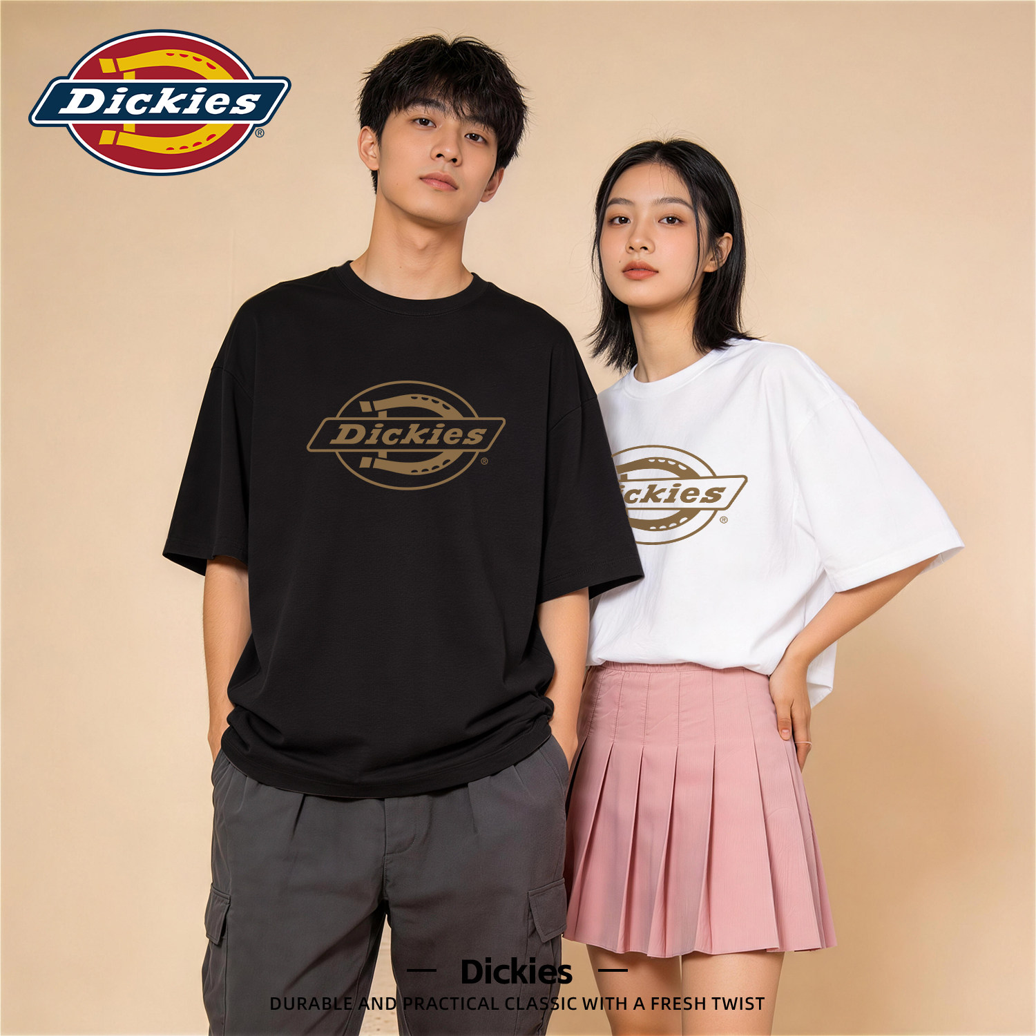 Dickies纯棉短袖男女同款夏季2026新款情侣装半袖上衣美式男款t恤