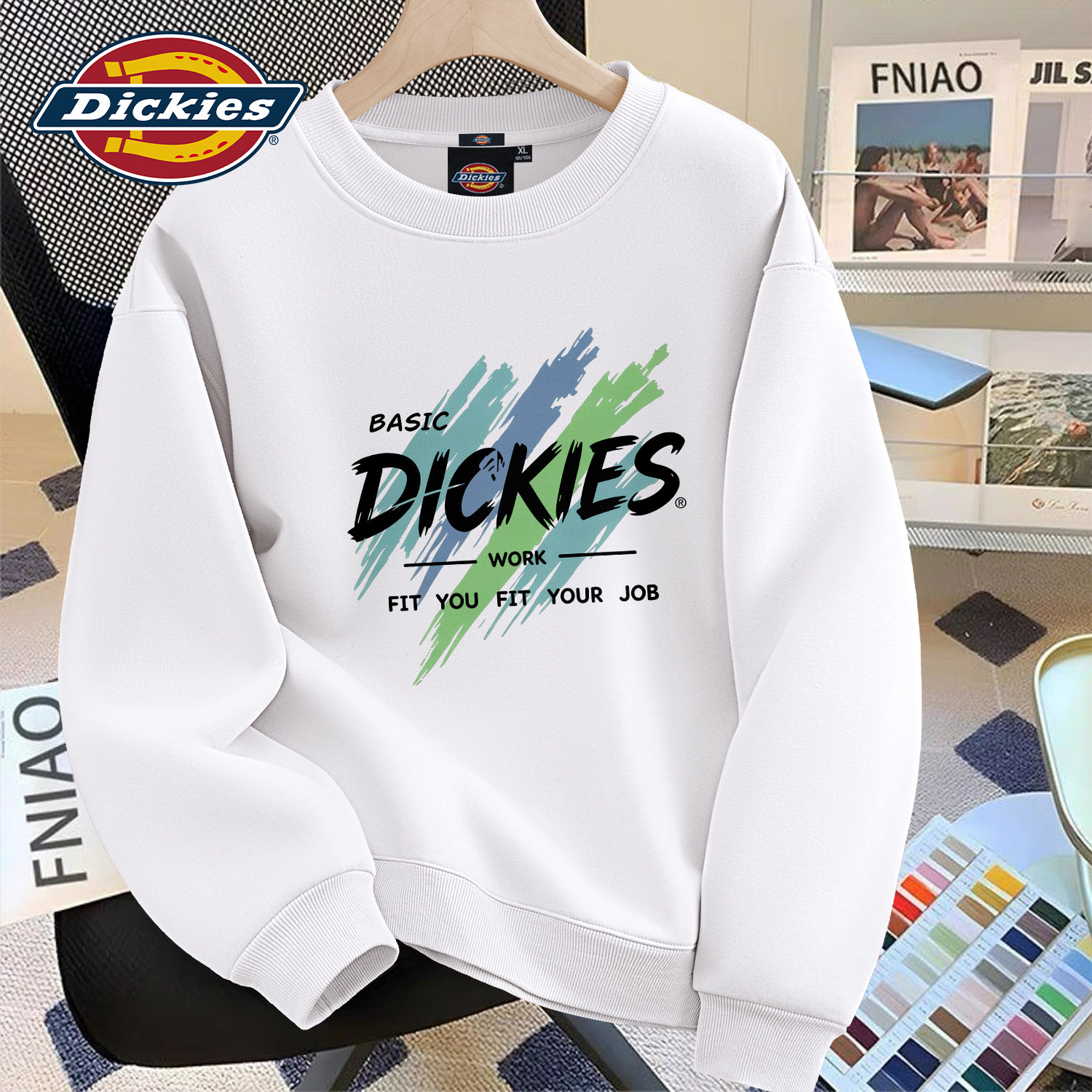 Dickies美式圆领重磅卫衣男款2026秋季新款印花涂鸦上衣男打底衫