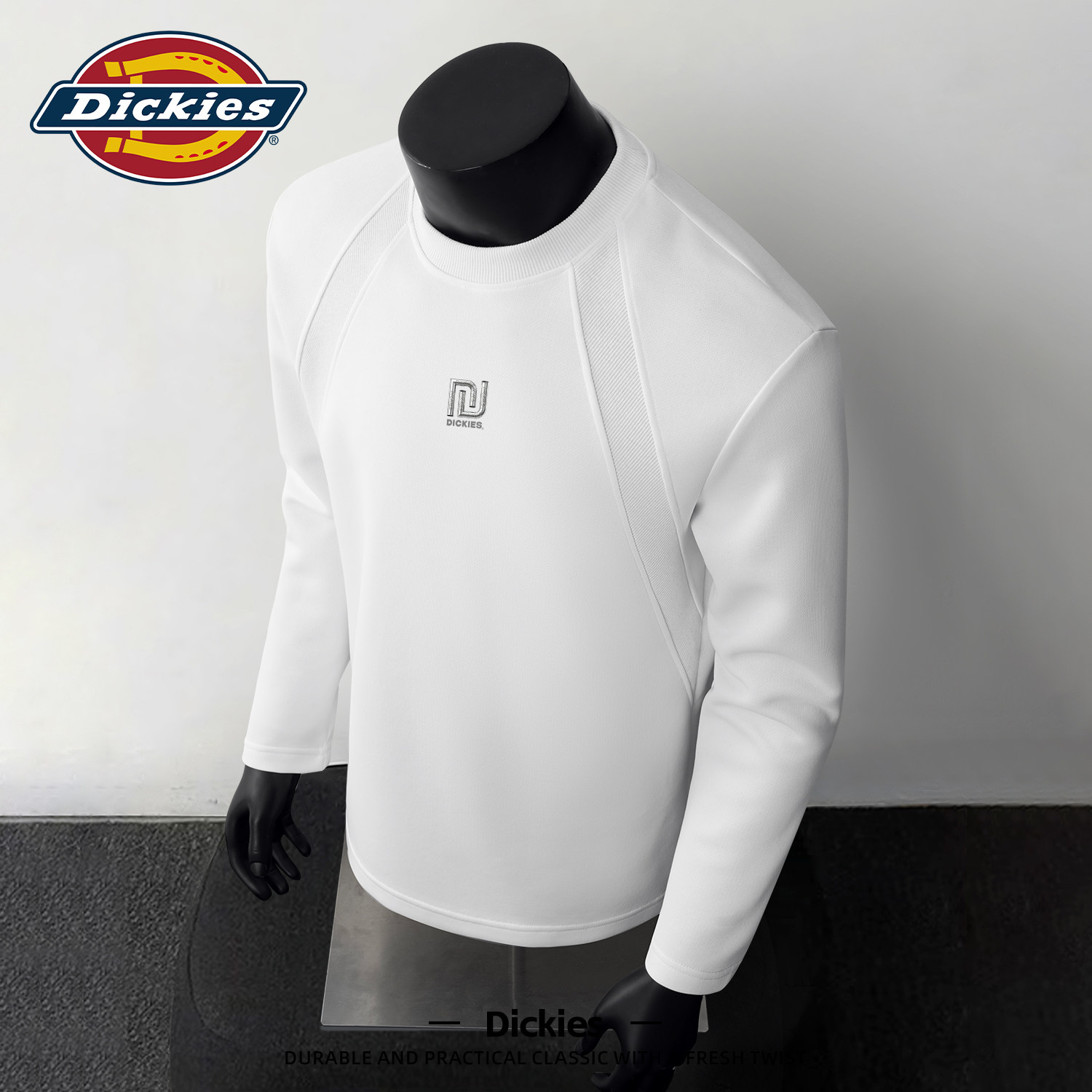Dickies长袖T恤男款插肩白色2026秋季新款上衣学生健身运动衣服男