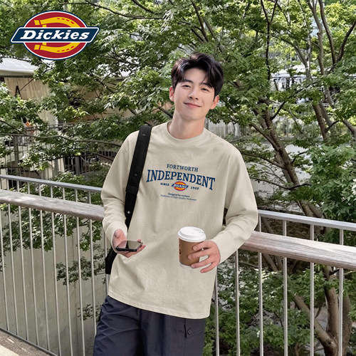 Dickies纯棉长袖T恤男款2026秋季新款宽松舒适休闲潮牌圆领打底衫