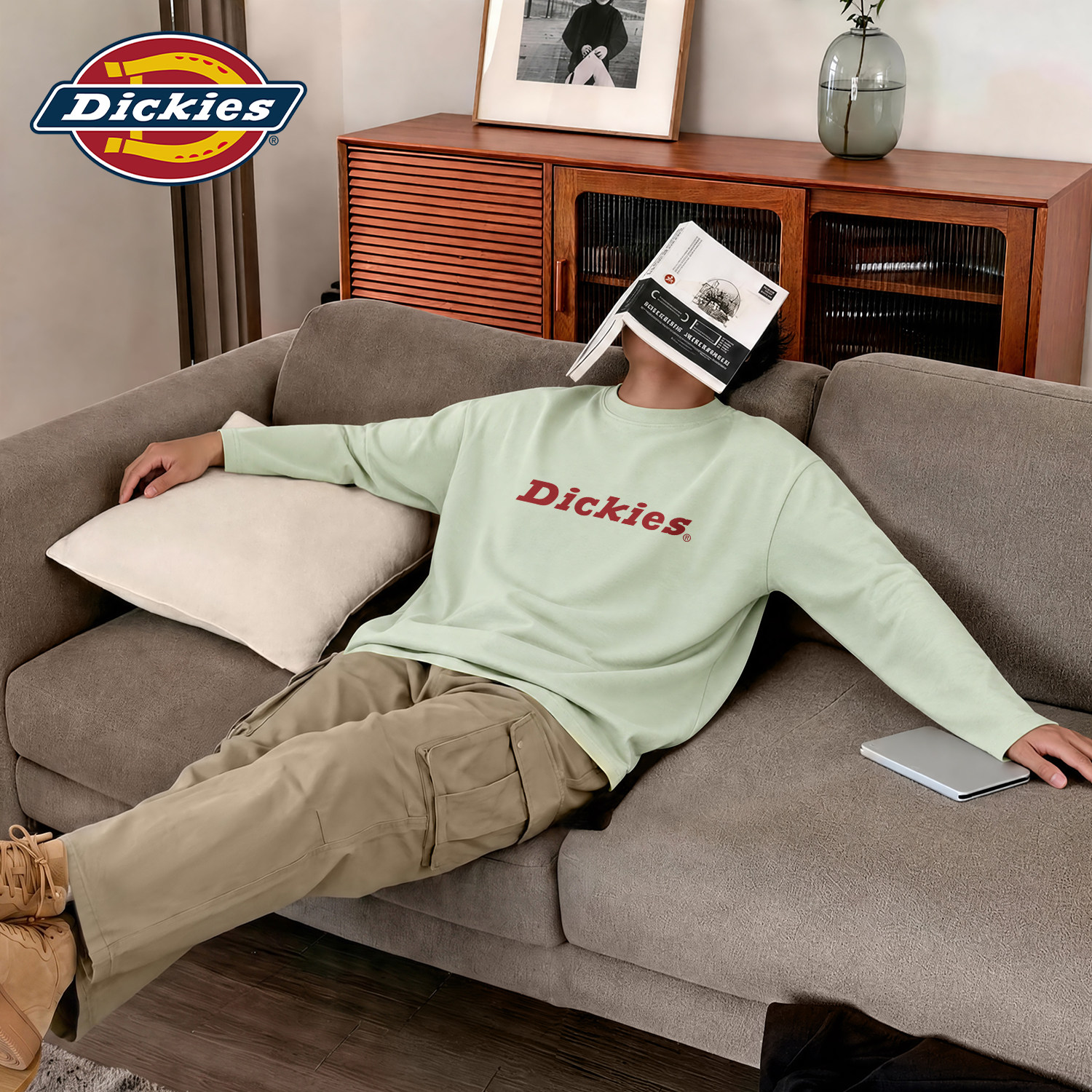 Dickies美式字母印花长袖T恤男款青少年纯棉宽松大码秋季打底衫男