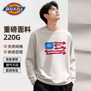 Dickies纯棉长袖T恤男款百搭潮流春秋款打底衫男宽松印花上衣体恤